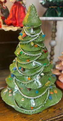 Vintage clay lighted Christmas tree