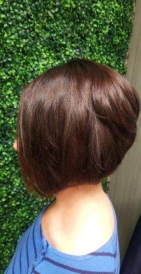 Asymmetrical bob cut