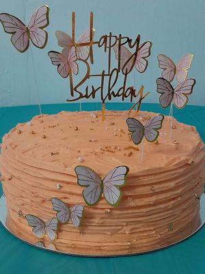 Peach butterfly cake