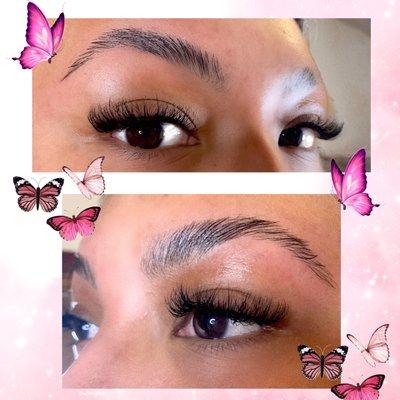 Eyebrow Lamination , Wax Shaping, volume lash set