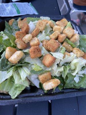 "Caesar salad" lettuce, croutons and parm sprinkles