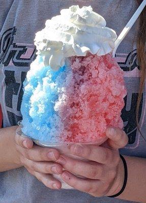 Small shaved ice with whipped cream