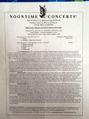 "Midsummer Mozart Festival Orchestra Ensemble" concert on 6/25/2013