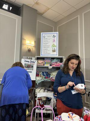 Handmade baby blankets by woman from the church