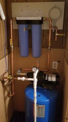 Repipe for filters and booster pump/well tank.