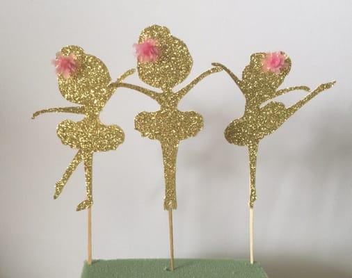 Sparkling Ballerina cupcake toppers- variety of colors for you little ballerina - handmade $12.00 dozen