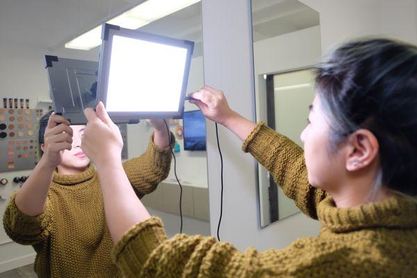 All of our students receive the makeup light with their course.  This allows them to work in any environment and look extremely professional