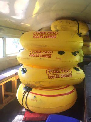 The tubes being transported in the school bus!