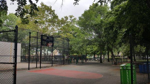 Half court for the basketball players.