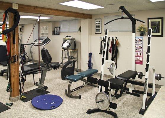 Fully equipped gym area.