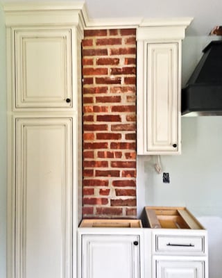 Exposed brick in kitchen renovation