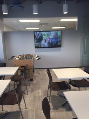 Lunch room with foosball table