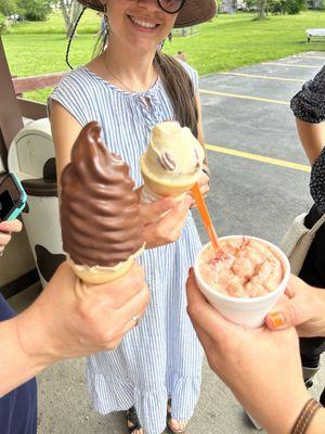 Dipped cone, butter pecan and peanut butter and jelly wizard