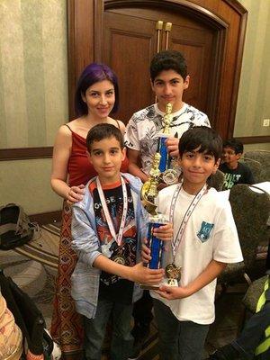 Trophy winners with coach Tatev