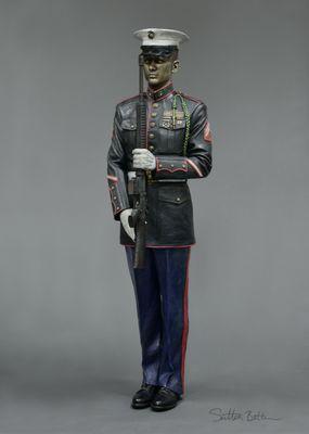 Present Arms Honor Guard (US Marine), life size bronze