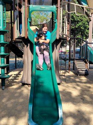 Slide With Your Pet (07/04/21). @JoaquinMillerPark #Burbank #Park #PetFriendly #FamilyFun #OptOutside