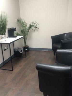 Waiting area of salon