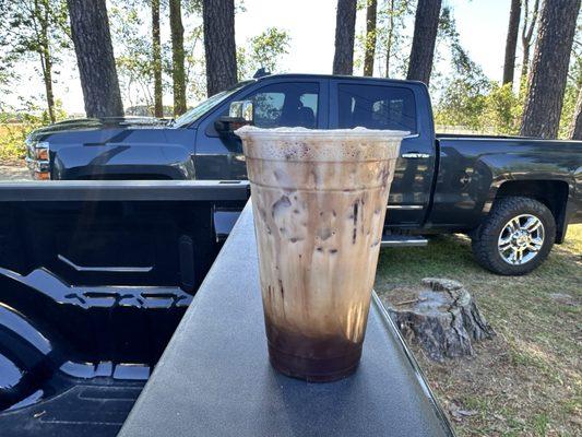 Iced chocolate strawberry latte