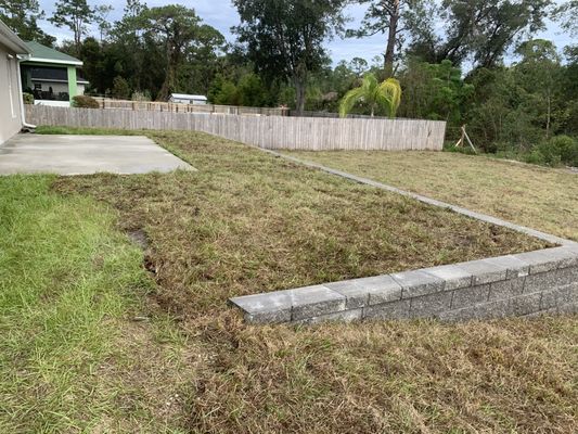 New retaining wall for backyard