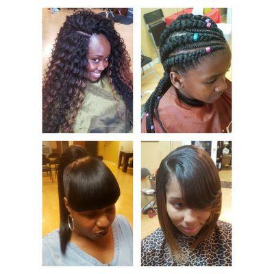 Crochets, feeder Braids, ponytails and quick weave