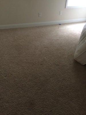 Can still see dirt on the floor.  The mattress and box spring not taken away.  How did they do the carpet cleaning?