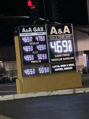 $4.69 cash vs $4.79 credit - Regular