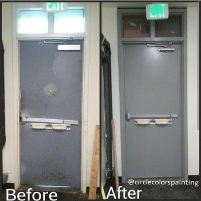 Before and after inside business door