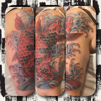 Japanese influence koi and water finger waves