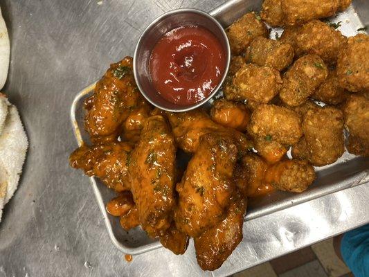 Traditional wings and tots