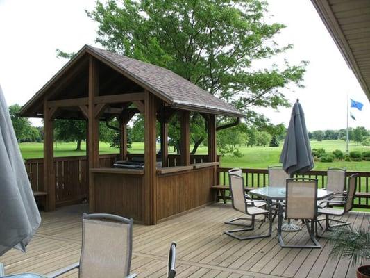 Great views to enjoy a cold beverage after a great round of golf.