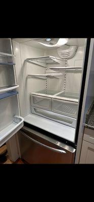 Inside refrigerator.