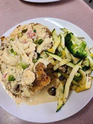 Chicken Ala Mer with Sautéed Vegetables