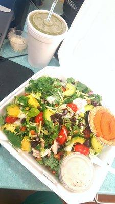 Kale Salad with yam pie- that poppyseed dressing is so good!