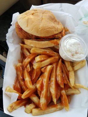 Chicken sandwich and fries