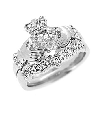 DIAMOND CLADDAGH WEDDING SET