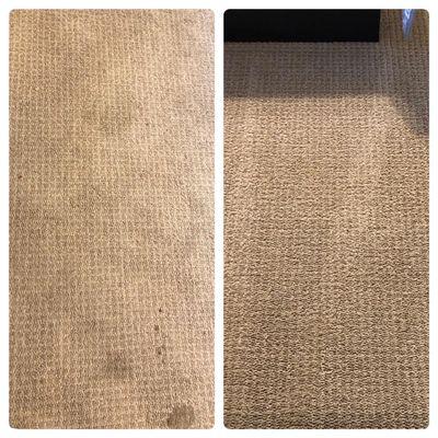 Before and after carpet cleaning