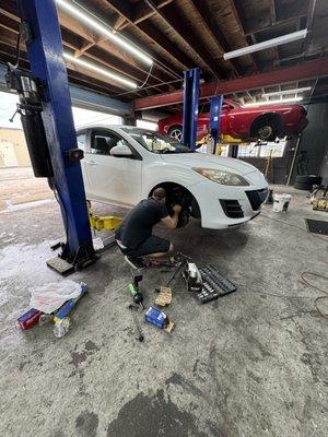 Mazda3 got new brake pads, tie rods replacement and new set of four tires installed