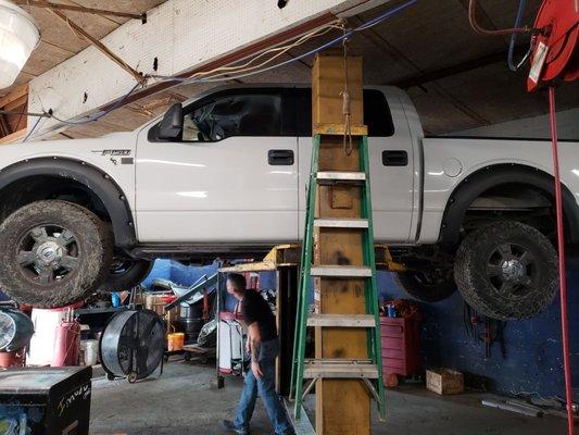 Fixing exhaust and making sure brakes and all is A-OK.