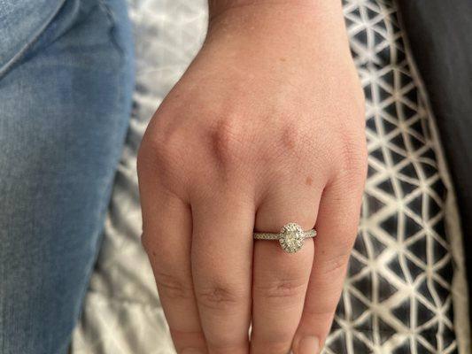 14k white gold diamond wedding ring with a .5 carat diamond. This wedding ring was purchased and sized by Marty Greenfield Jewelers!