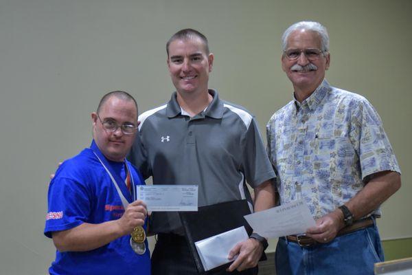 9-10-2016 Special Olympics check presentation from Kiwanis Special Olympics Trout Fishing Derby