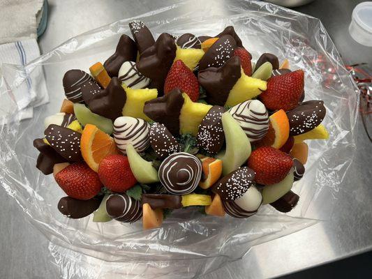 Handmade fruit and chocolate arrangement