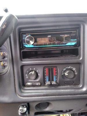 JVC single DIN AM FM CD media player with Bluetooth custom installed into Chevy truck