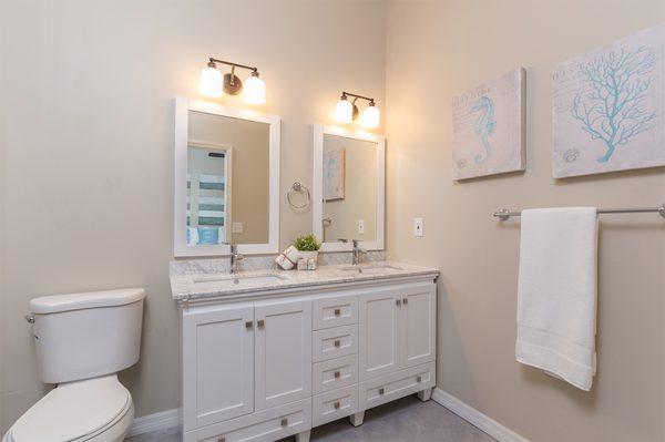 Remodeled bathroom with adding a second sink