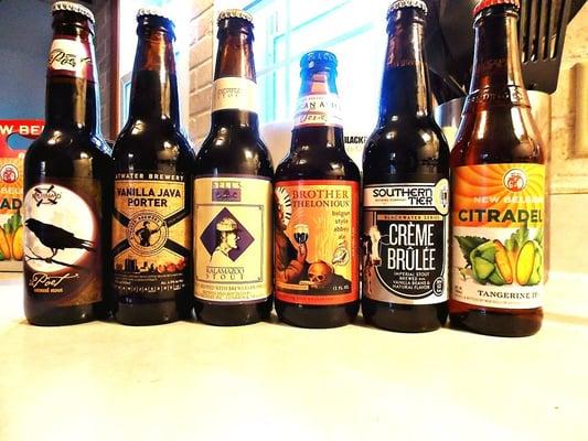 six possible choices from a WIDE range of carry-out beer at the Trading Post.