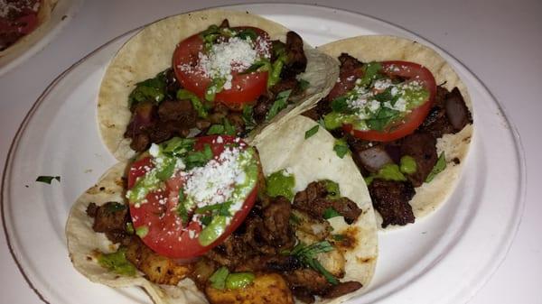 Saltado (beef) tacos