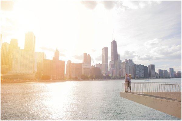 Beautiful skyline Chicago engagement photography at Olive Park