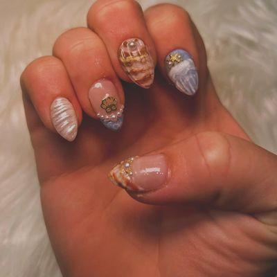 Beach theme nails by Kate