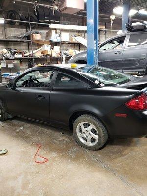 My 2007 Pontiac G5 is now Black matte. Paint job by Charlie's Auto