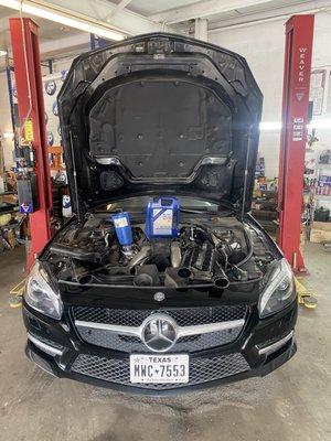 This Benz got the liquimoly love when undergoing routine maintenance