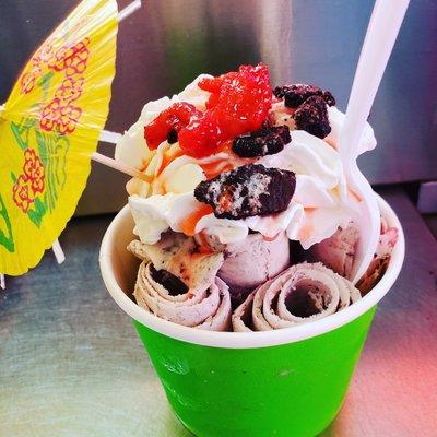 Strawberry , oreo rolled Ice cream